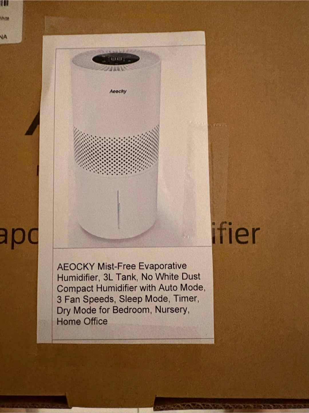 Aeocky Mist-Free Evaporative Humidifier 3L