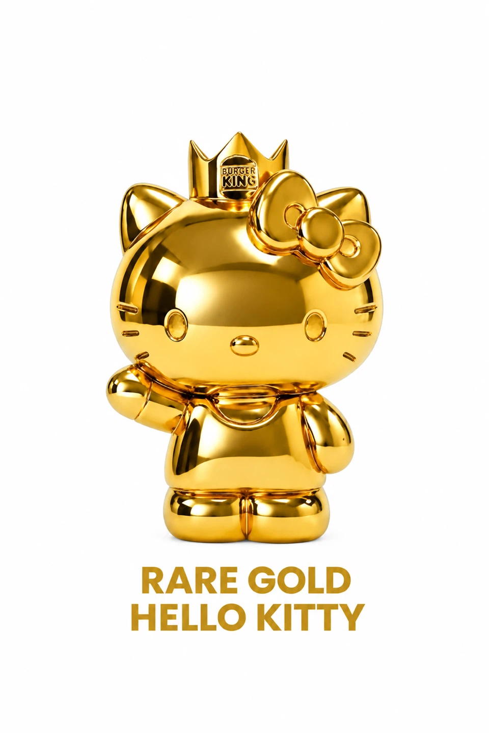 RARE Burger King Golden Hello Kitty Figure
