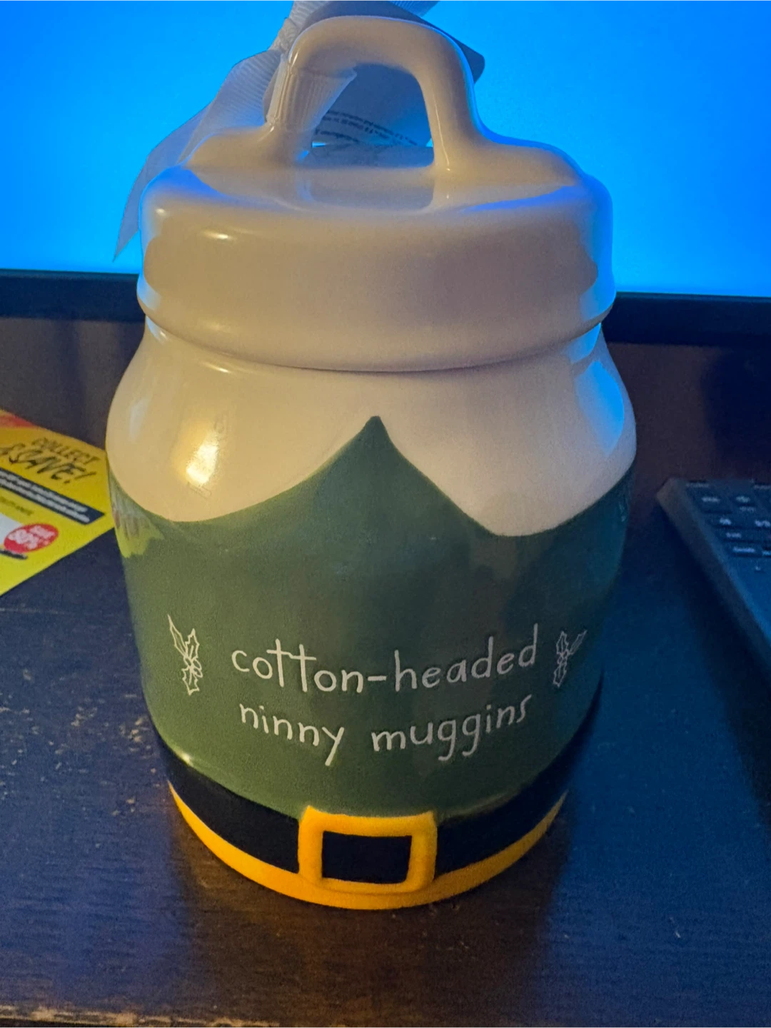 Rae Dunn Elf Cotton-Headed Ninny Muggins Cookie Jar