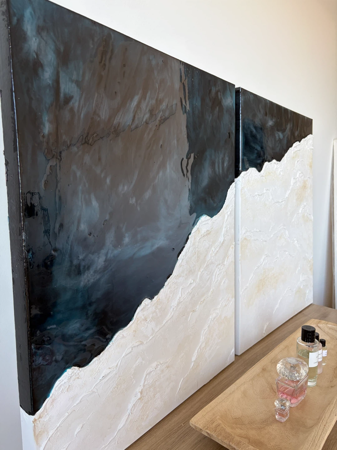 Set of Two Textured Abstract Canvas Paintings - photo 2