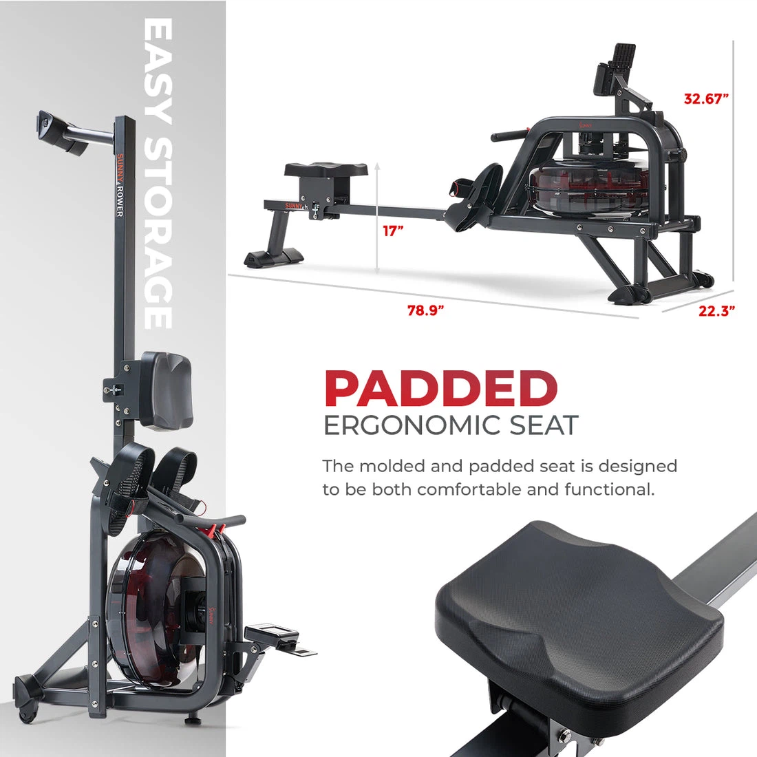Sunny Health & Fitness Obsidian Surge 500 Rower - photo 3