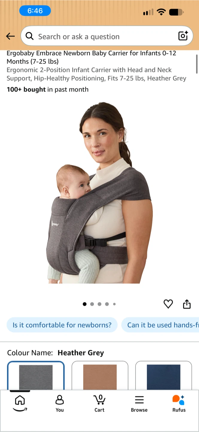 Oxford blue Ergobaby Embrace Newborn Baby Carrier