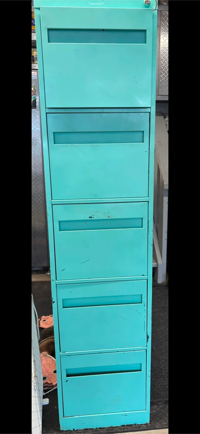 Turquoise 5-Drawer Metal Filing Cabinet