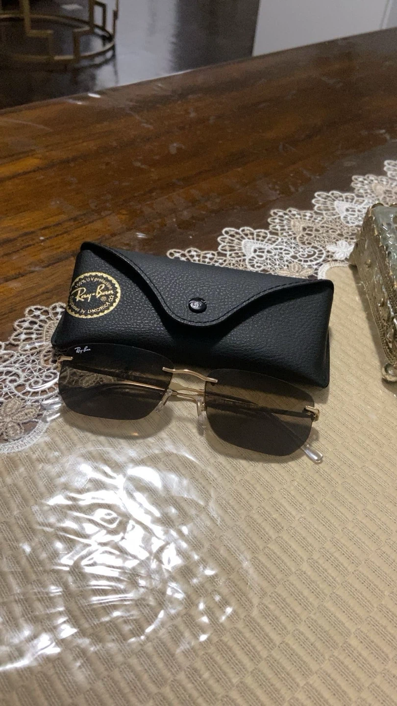 Ray-Ban rimless sunglasses with case