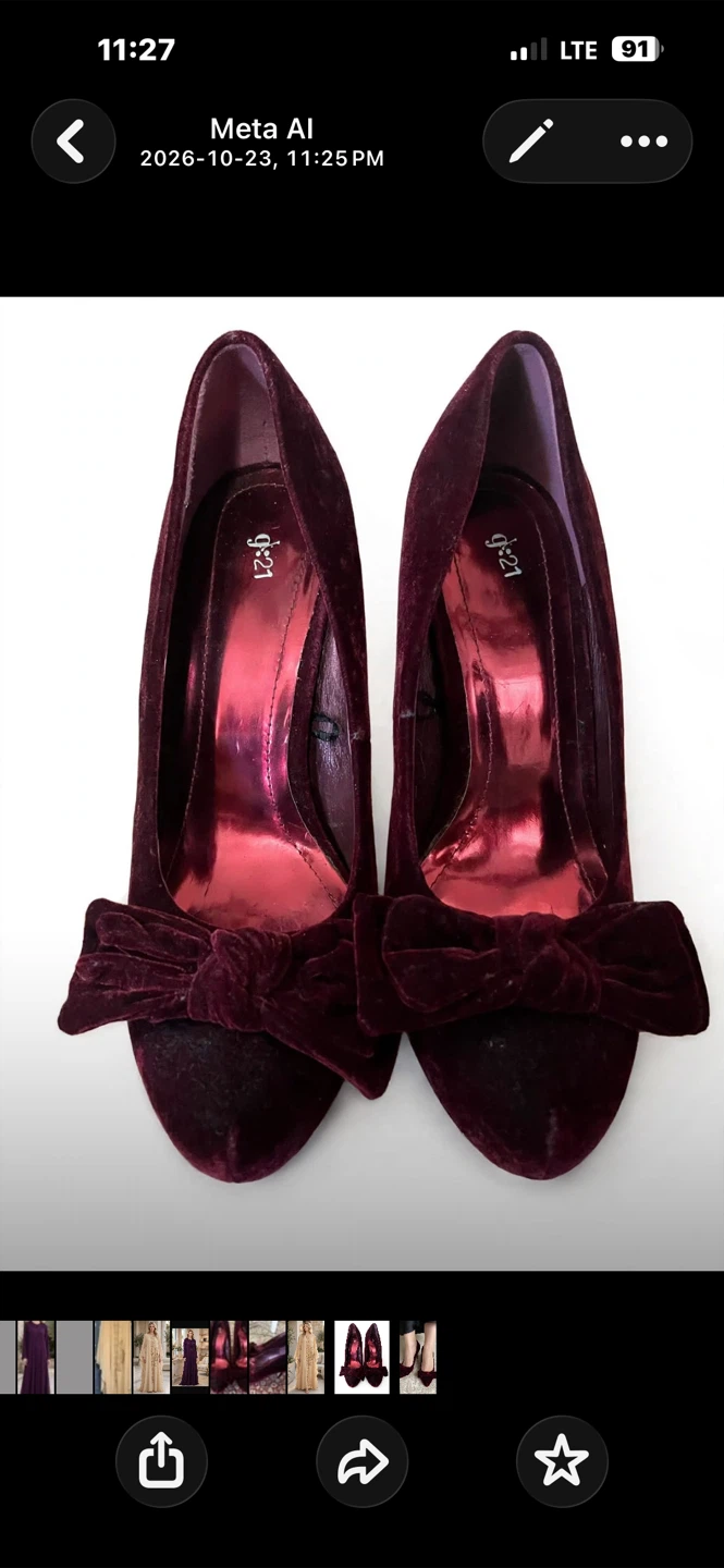 Burgundy Velvet Bow Heels - photo 2