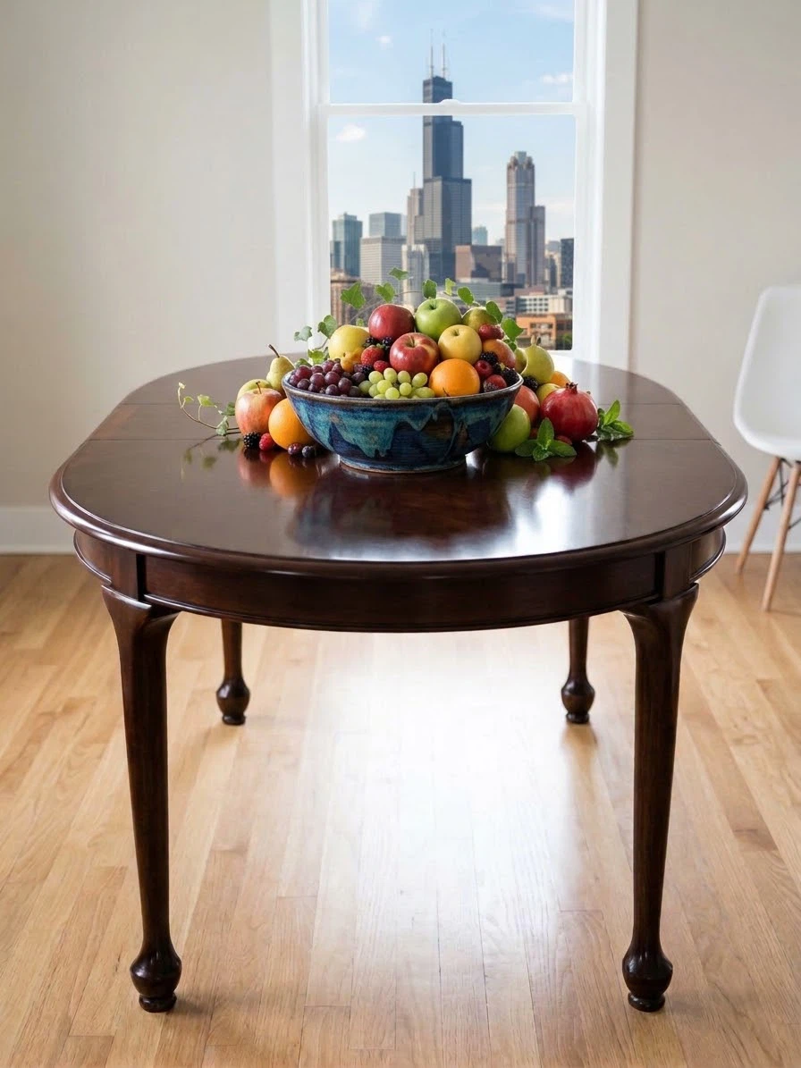 Dark Wood Oval Dining Table