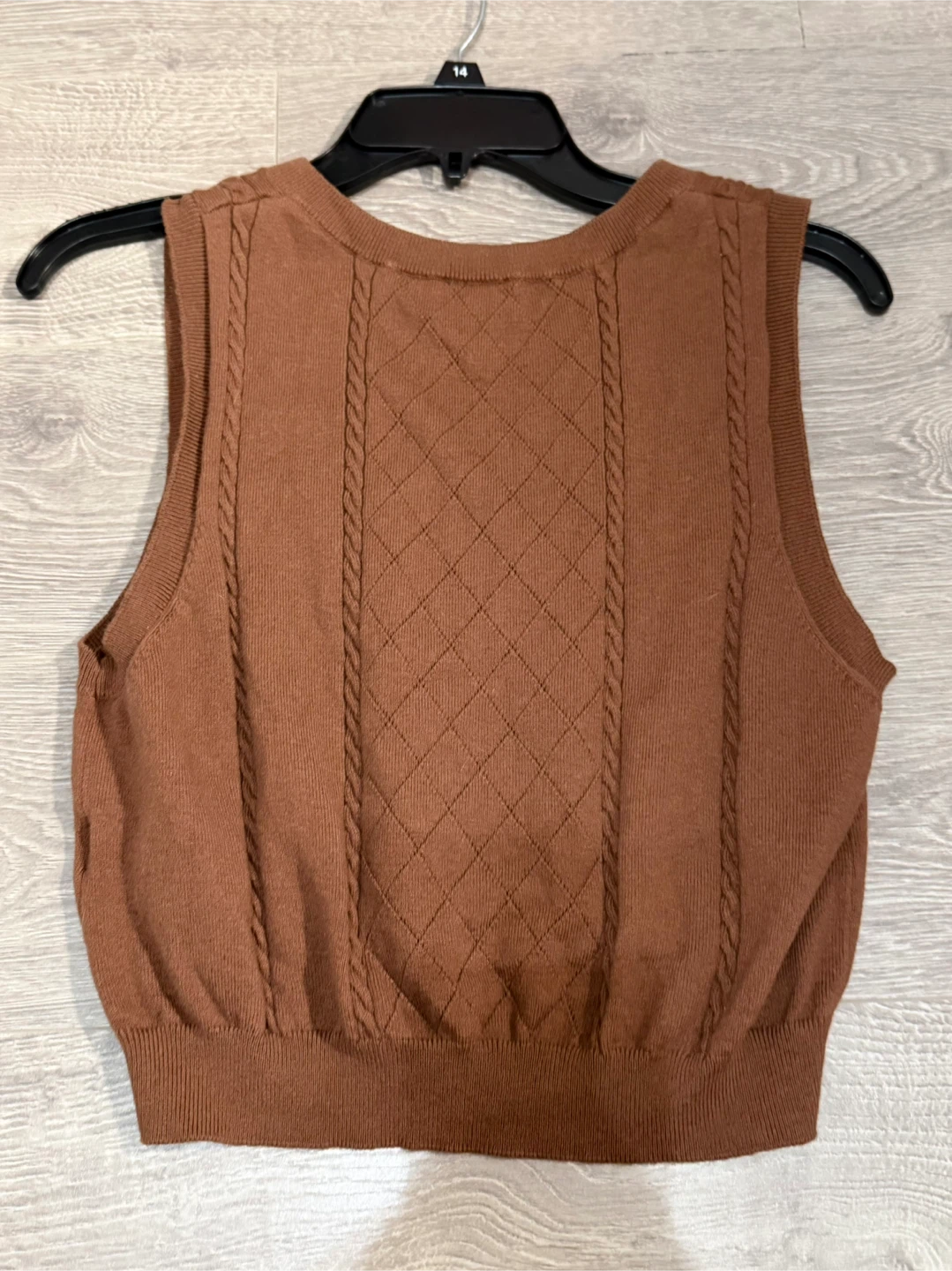 Sun-deh Brown V-Neck Cable Knit Sweater Vest - photo 2