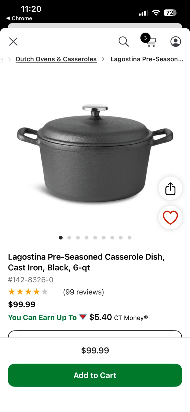 Lagostina Pre-Seasoned Cast Iron Casserole Dish, 6-qt - photo 4