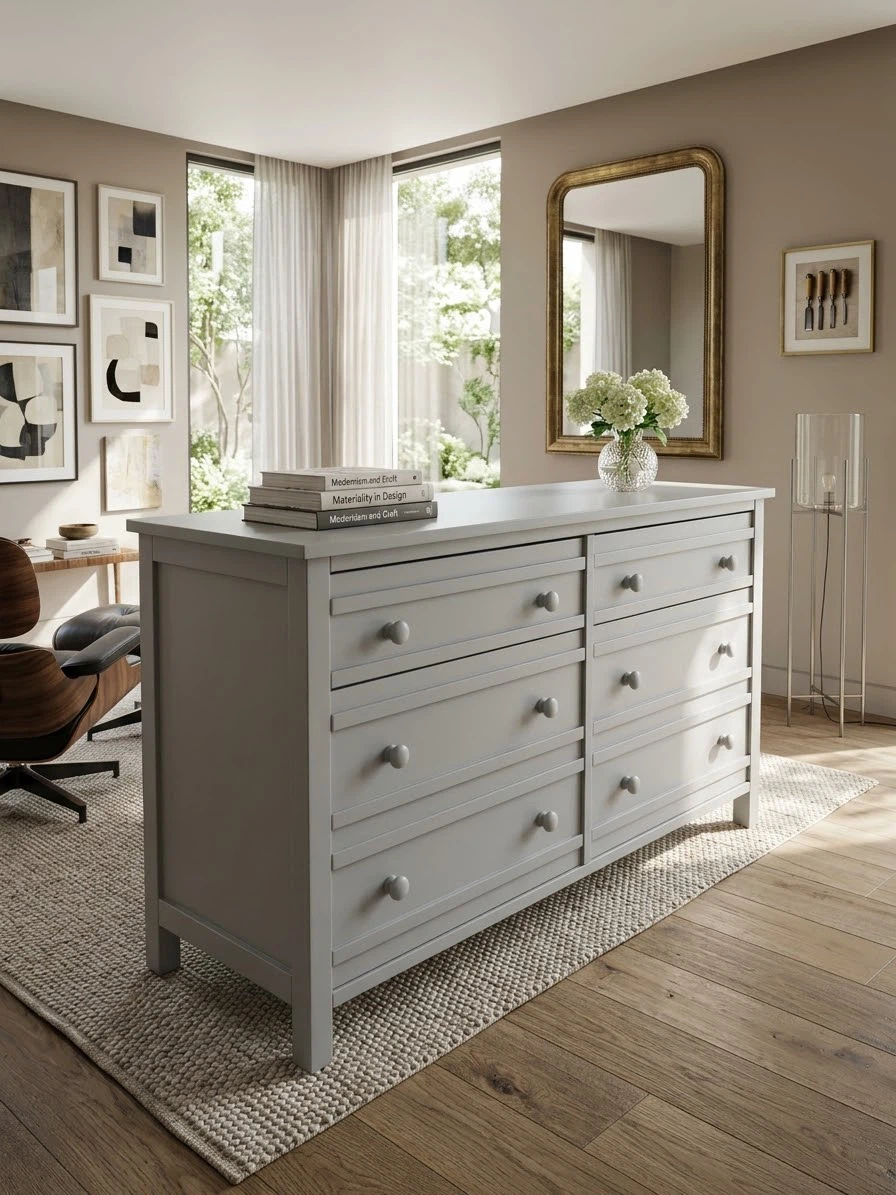 Beautiful White Wood  Dresser with 6 Drawers 🙌