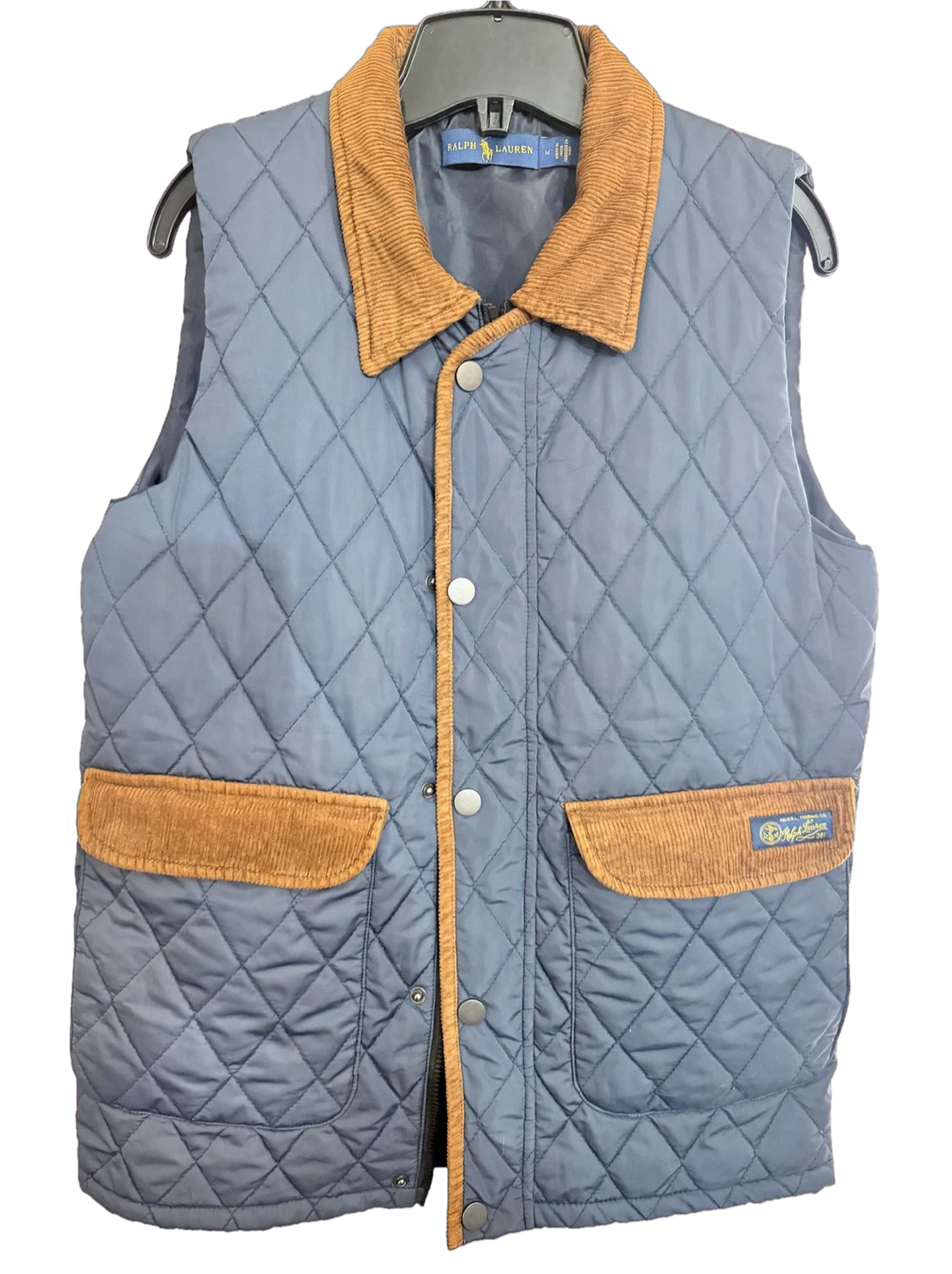 Polo Ralph Lauren Men's Quilted Vest - Navy / Brown Corduroy - M