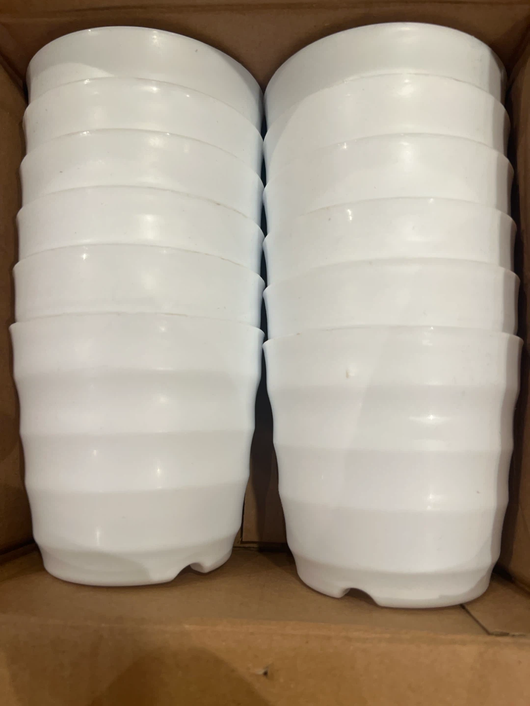 Set of 12 White Plastic Planters