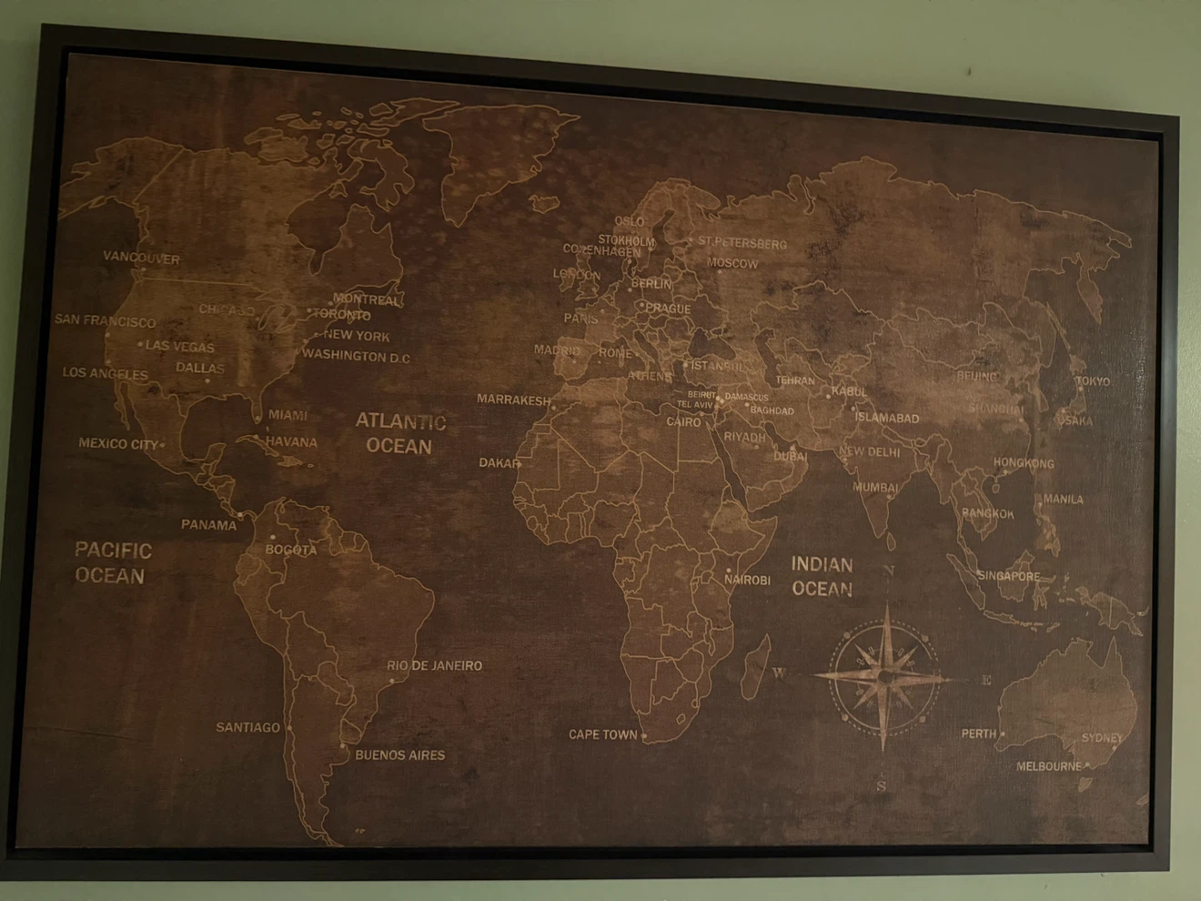 Framed Vintage-Style World Map Wall Art - photo 2
