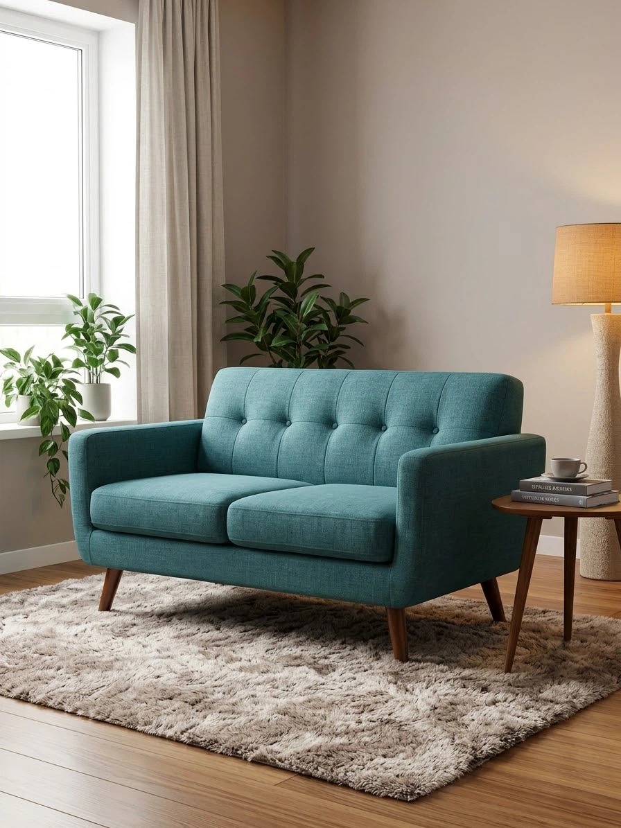 Nice Mid-Century Modern Teal Loveseat ! 🛋️ 🙌