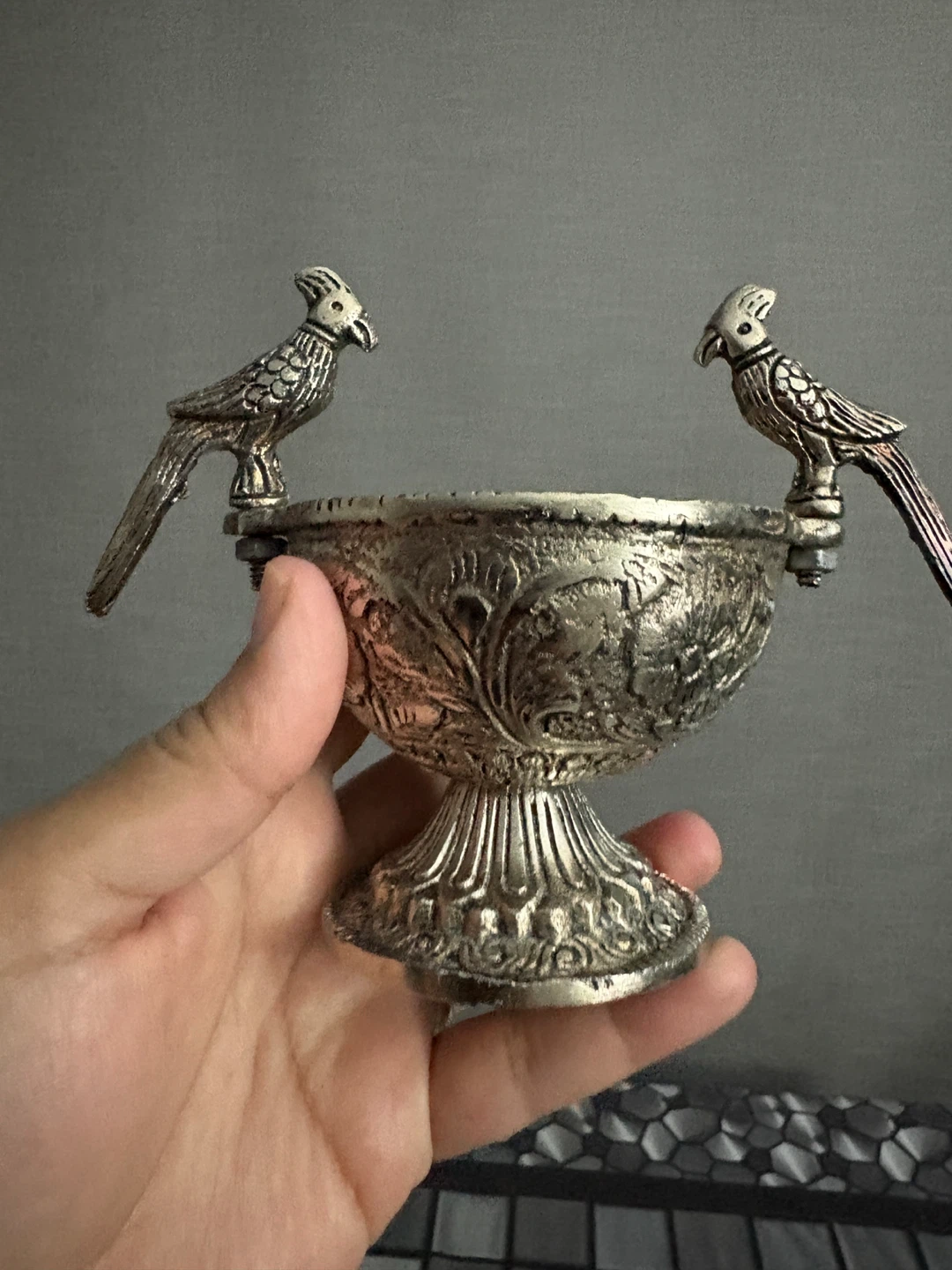 Set of 4 Decorative Bird Motif Bowls German silvers - photo 5