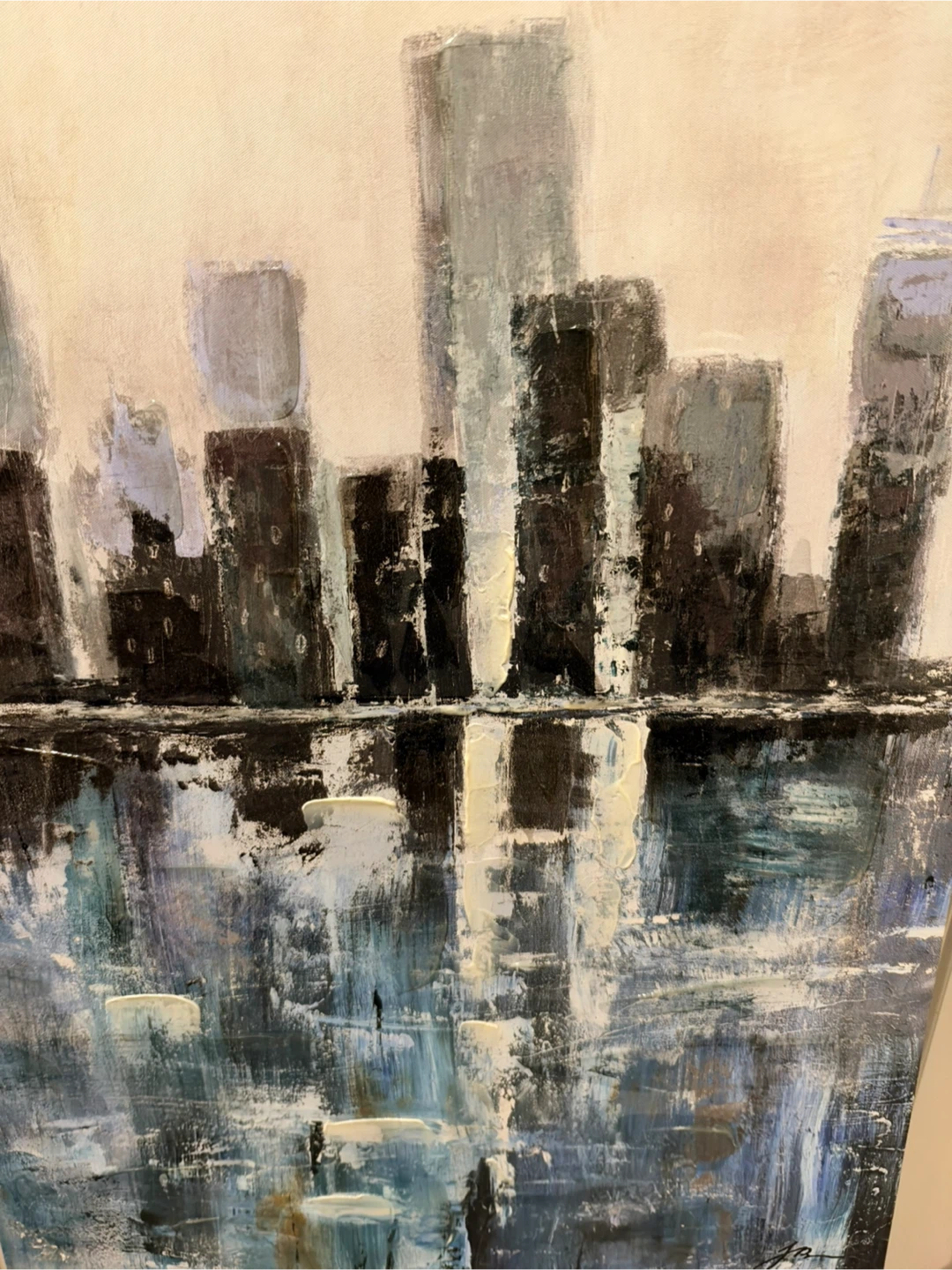 Abstract Cityscape Oil Painting on Canvas - photo 3