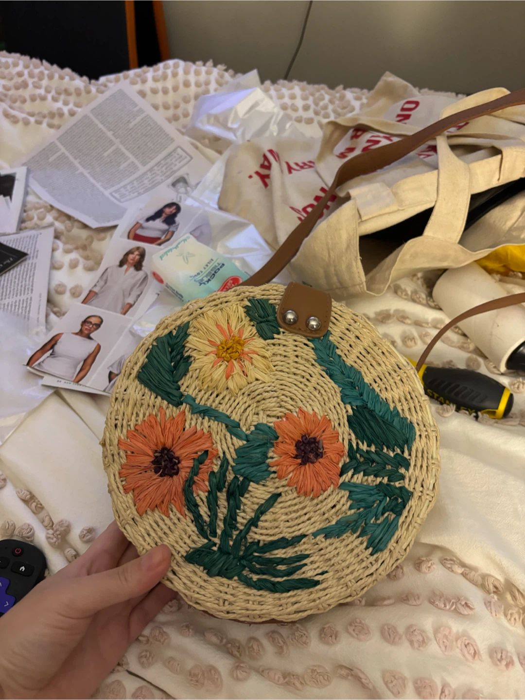 Top Shop woven Crossbody Bag