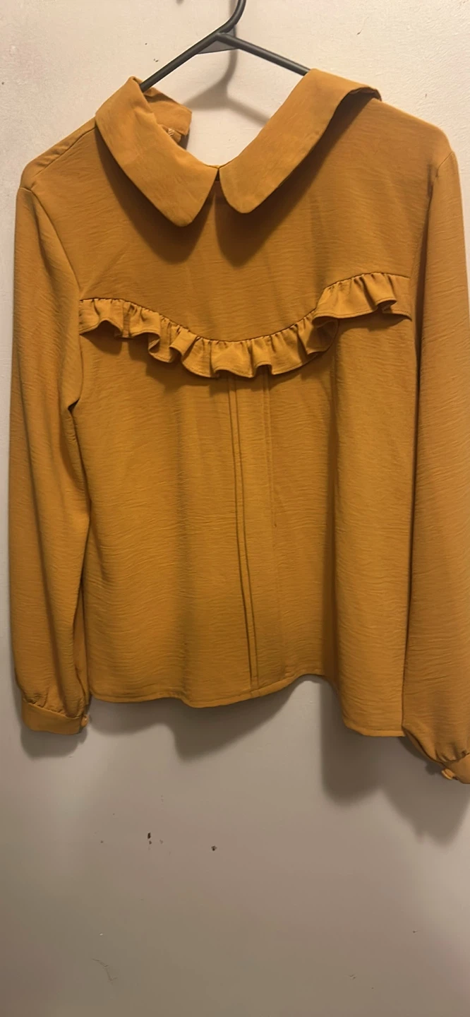 Mustard Yellow Ruffled Collared Blouse