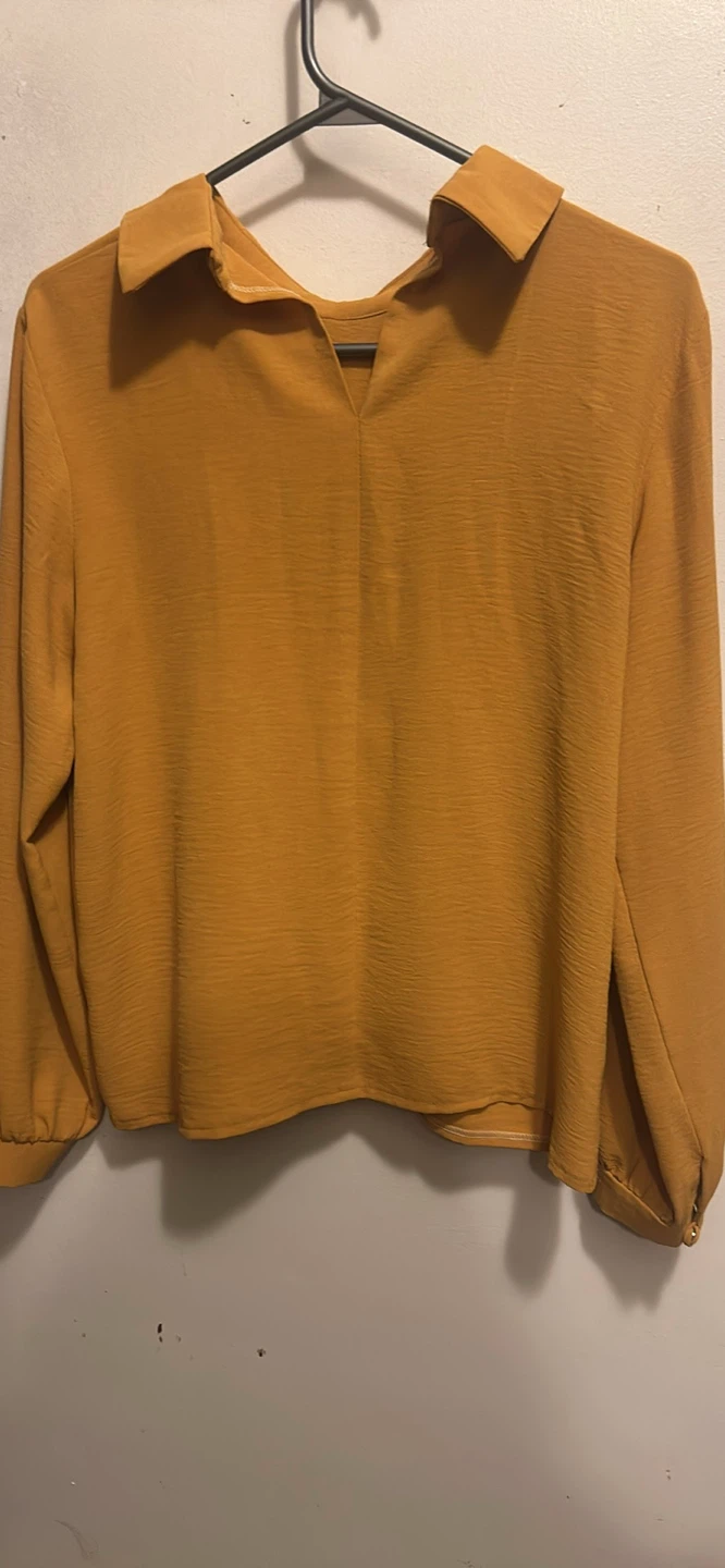 Mustard Yellow Ruffled Collared Blouse - photo 2