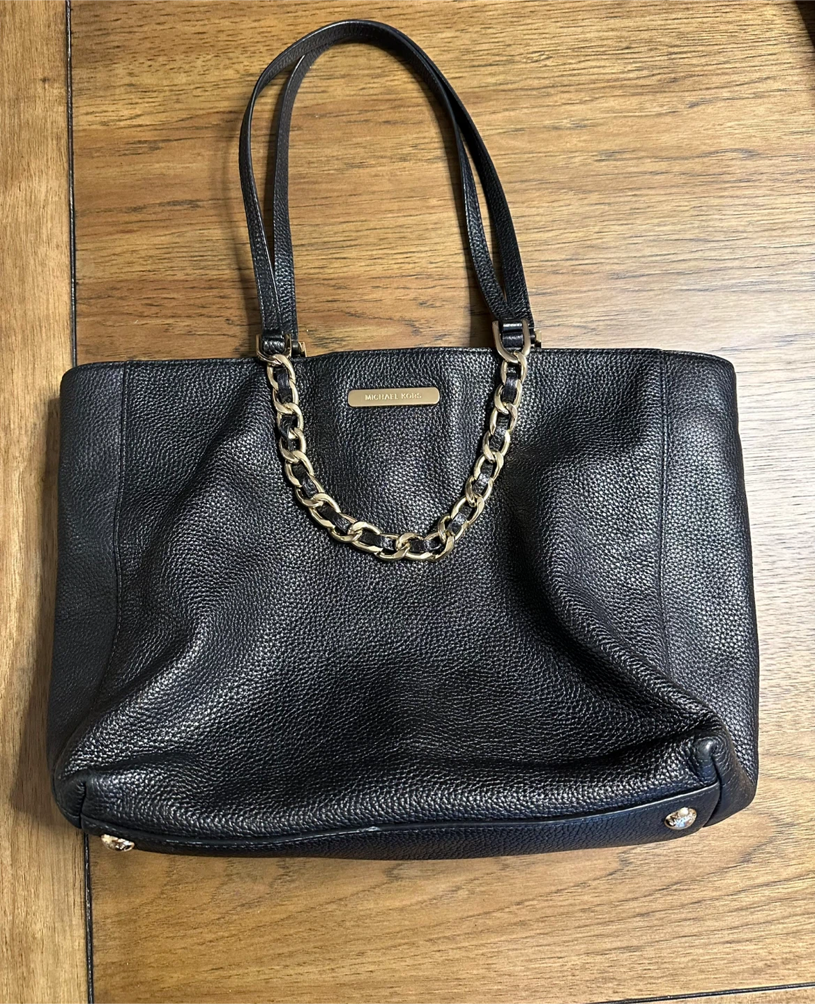 Michael Kors Black Leather Tote Bag