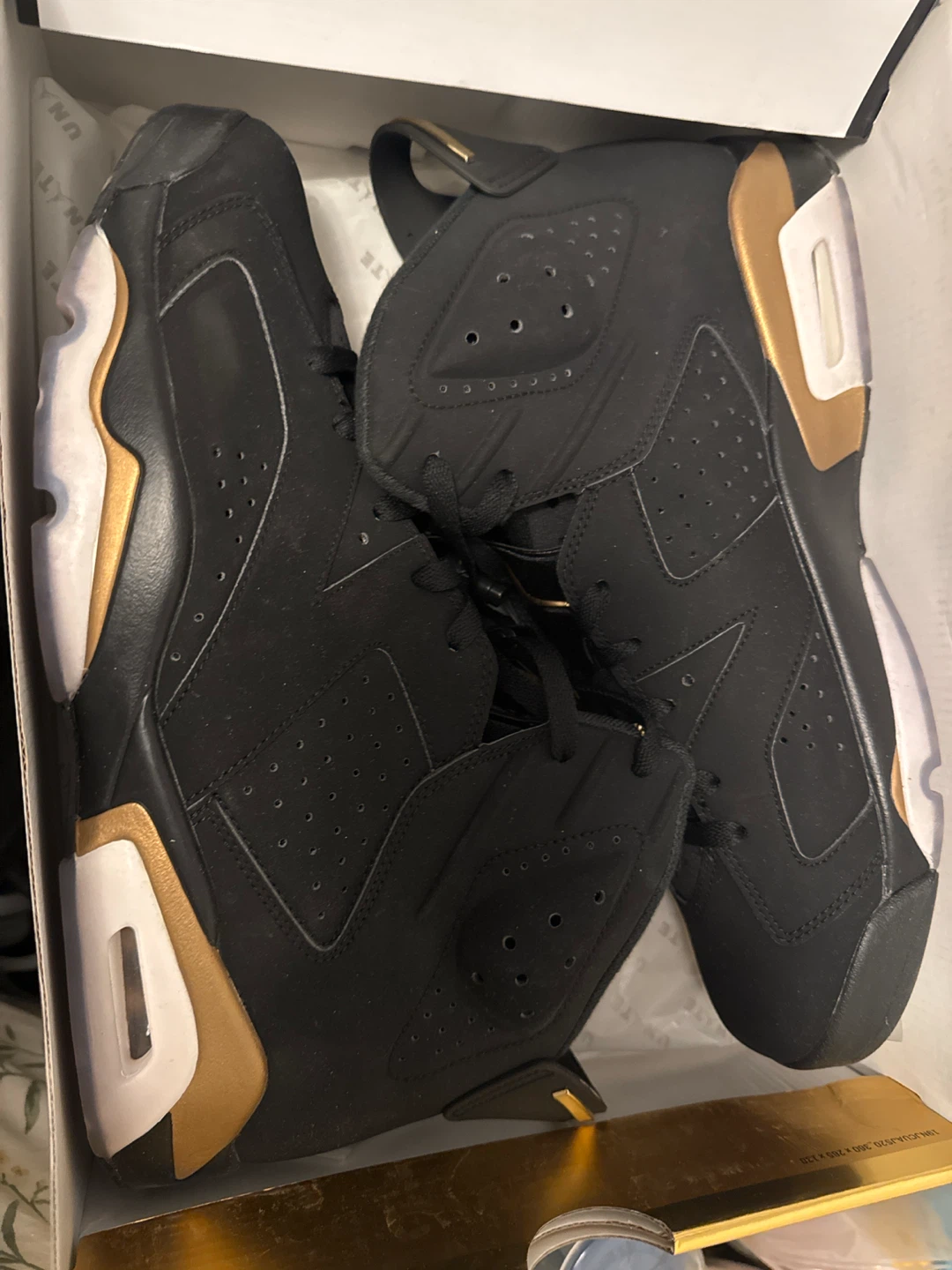 Air Jordan 6 Retro DMP Black Metallic Gold Size 13