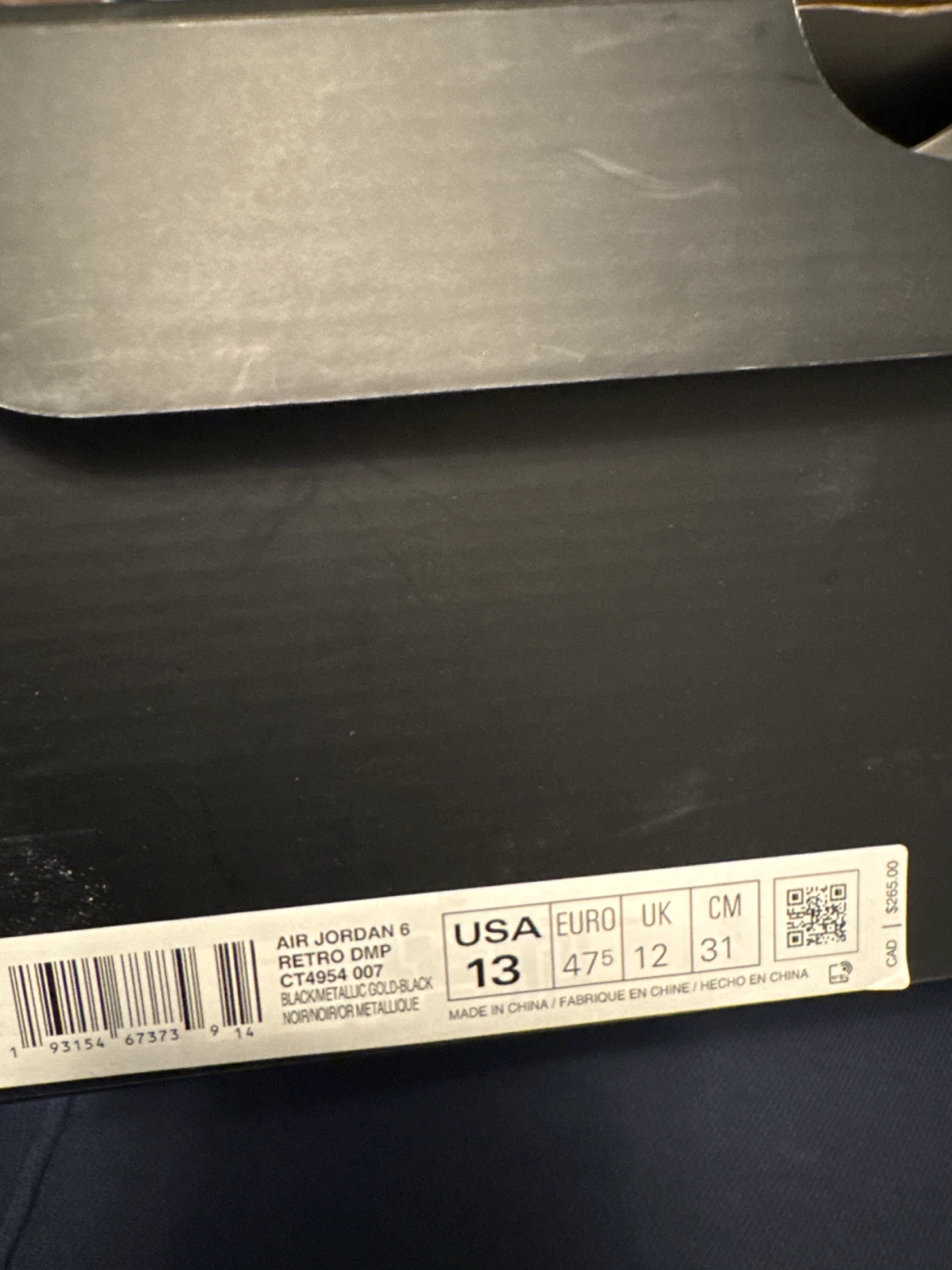 Air Jordan 6 Retro DMP Black Metallic Gold Size 13 - photo 2