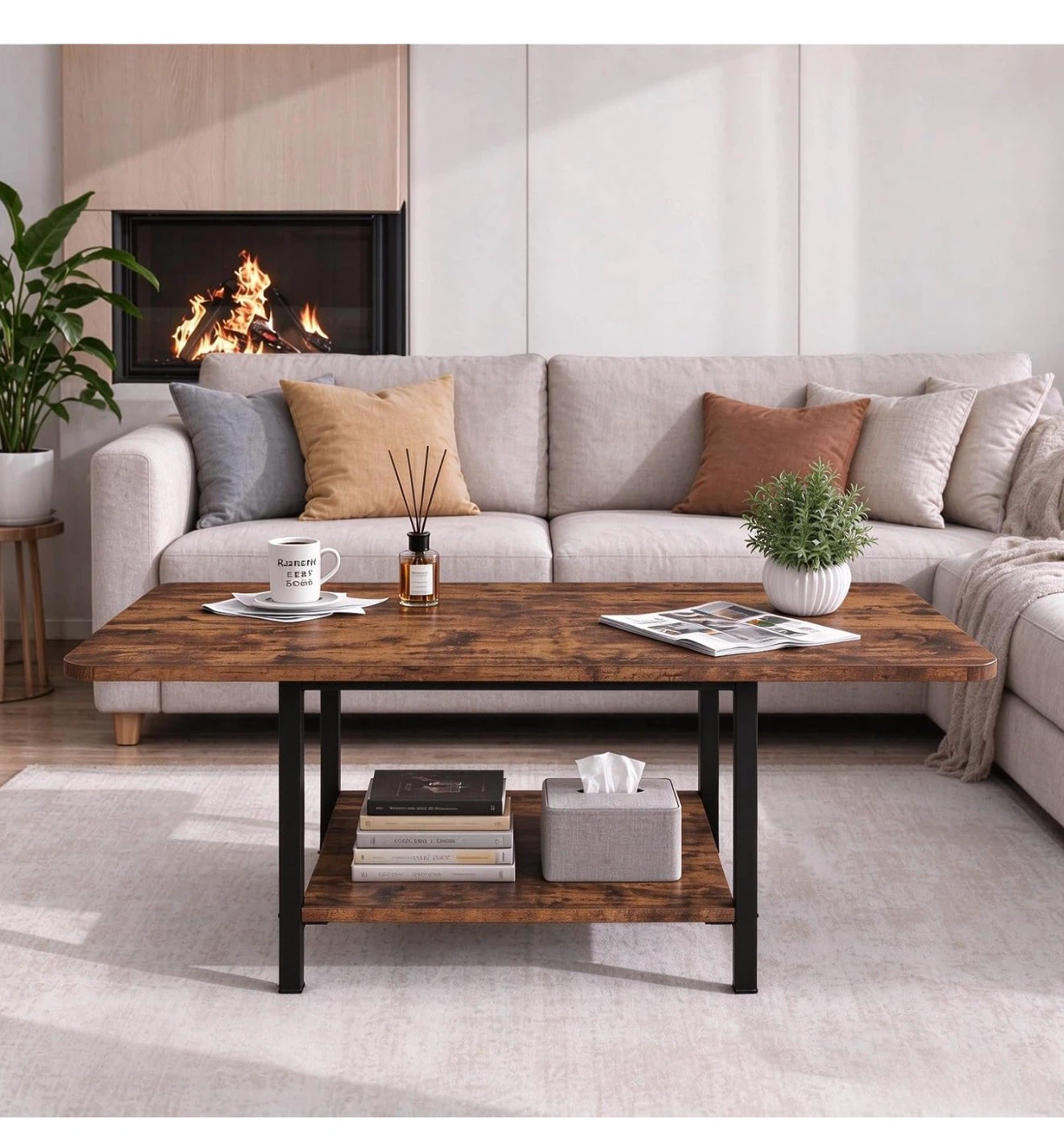 Verfarm 2-Tier Rustic Brown Coffee Table - photo 2