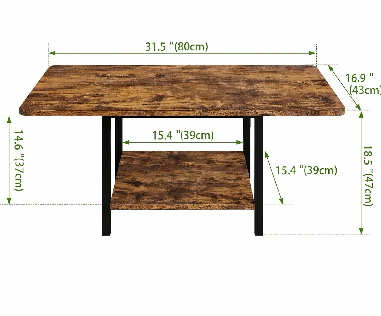 Verfarm 2-Tier Rustic Brown Coffee Table - photo 3