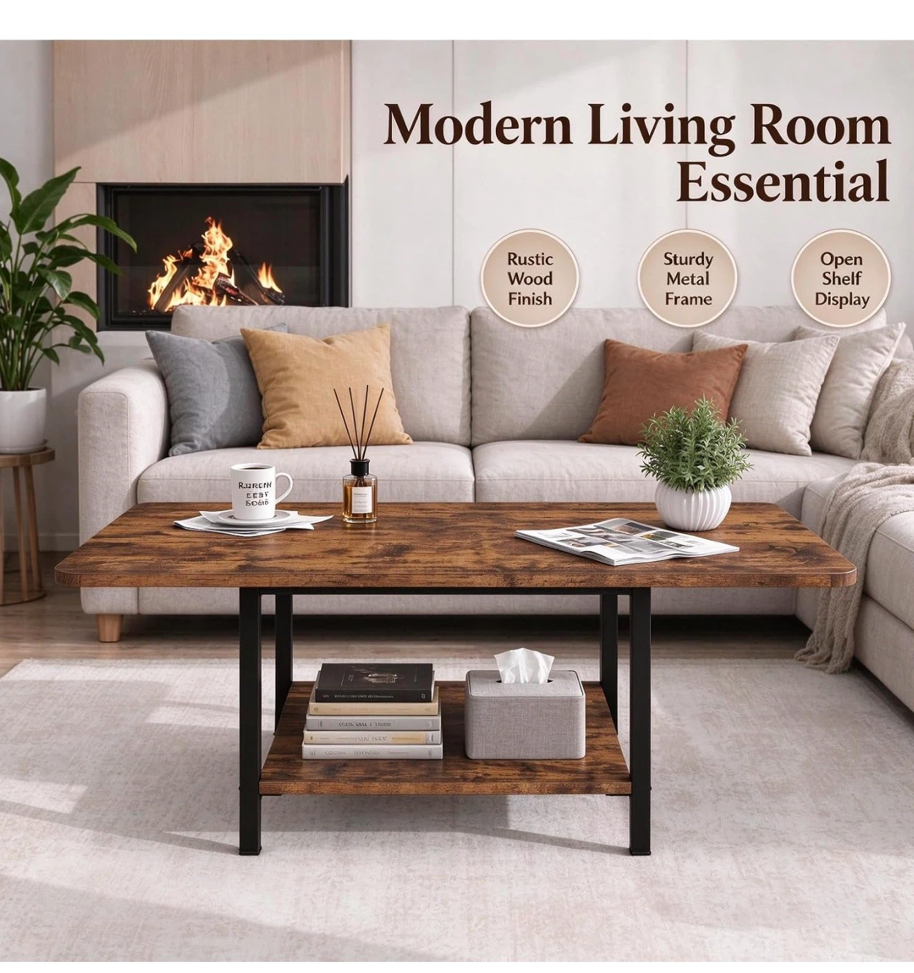 Verfarm 2-Tier Rustic Brown Coffee Table - photo 5