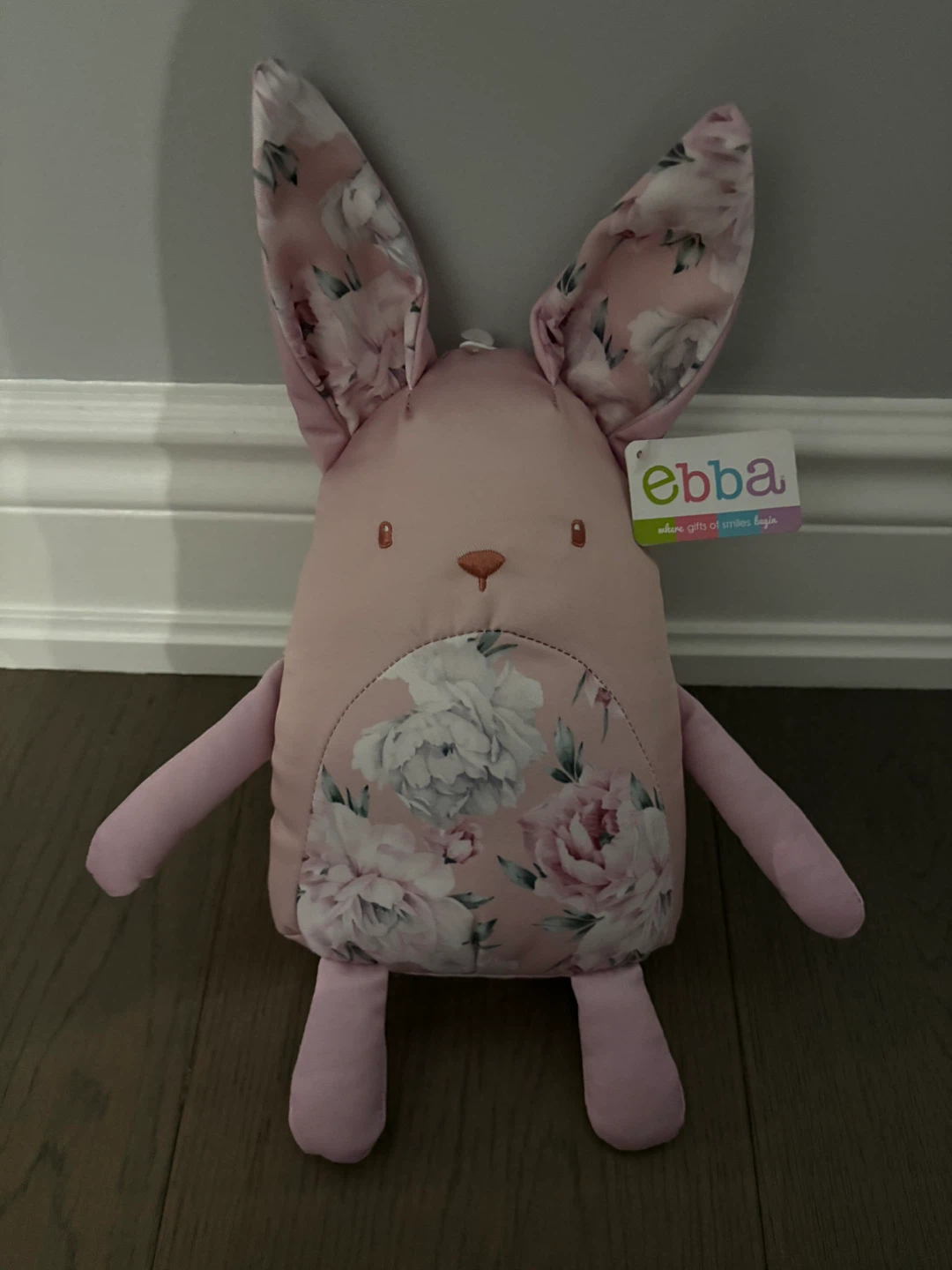 Ebba brand pink satin finish bunny plush toy 13” - photo 3