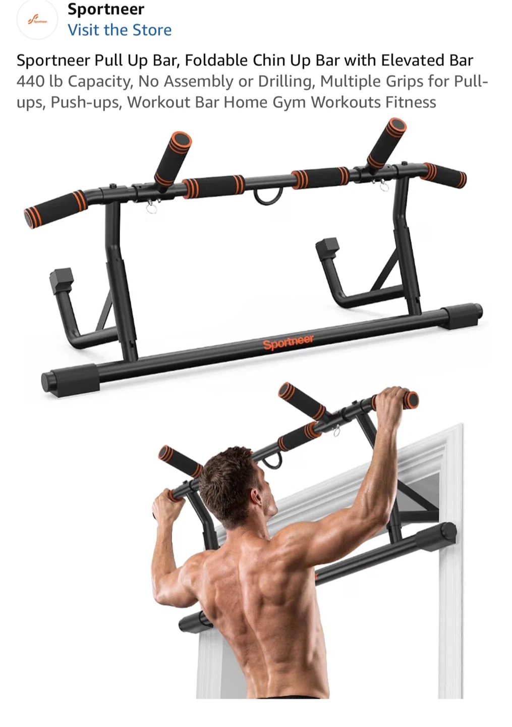 Sportneer Foldable Pull Up Bar