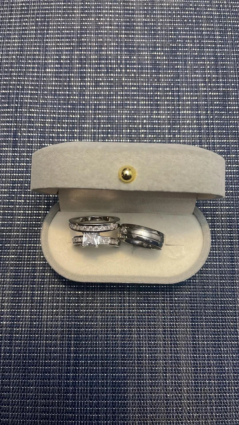 Three-Piece Silver Tone CZ Ring Set