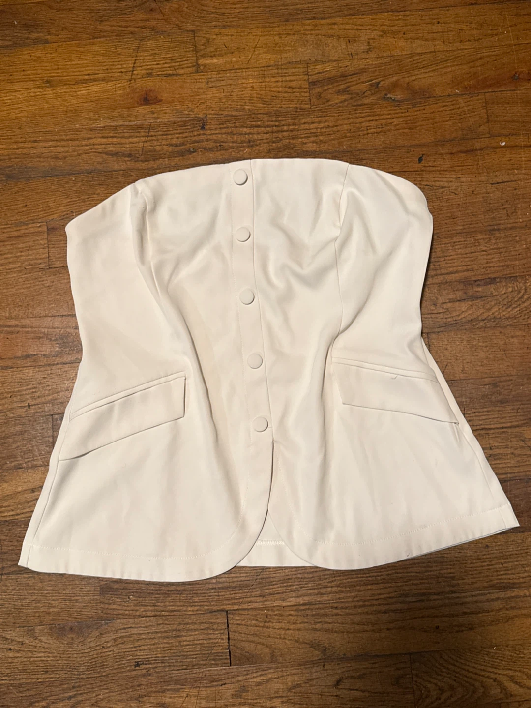 Size Large Cream Strapless Button-Up Tube Top