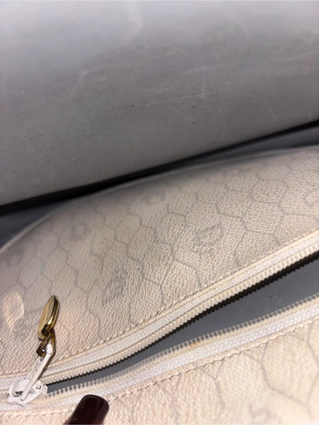 Christian Dior Vintage Honeycomb Canvas Shoulder Bag