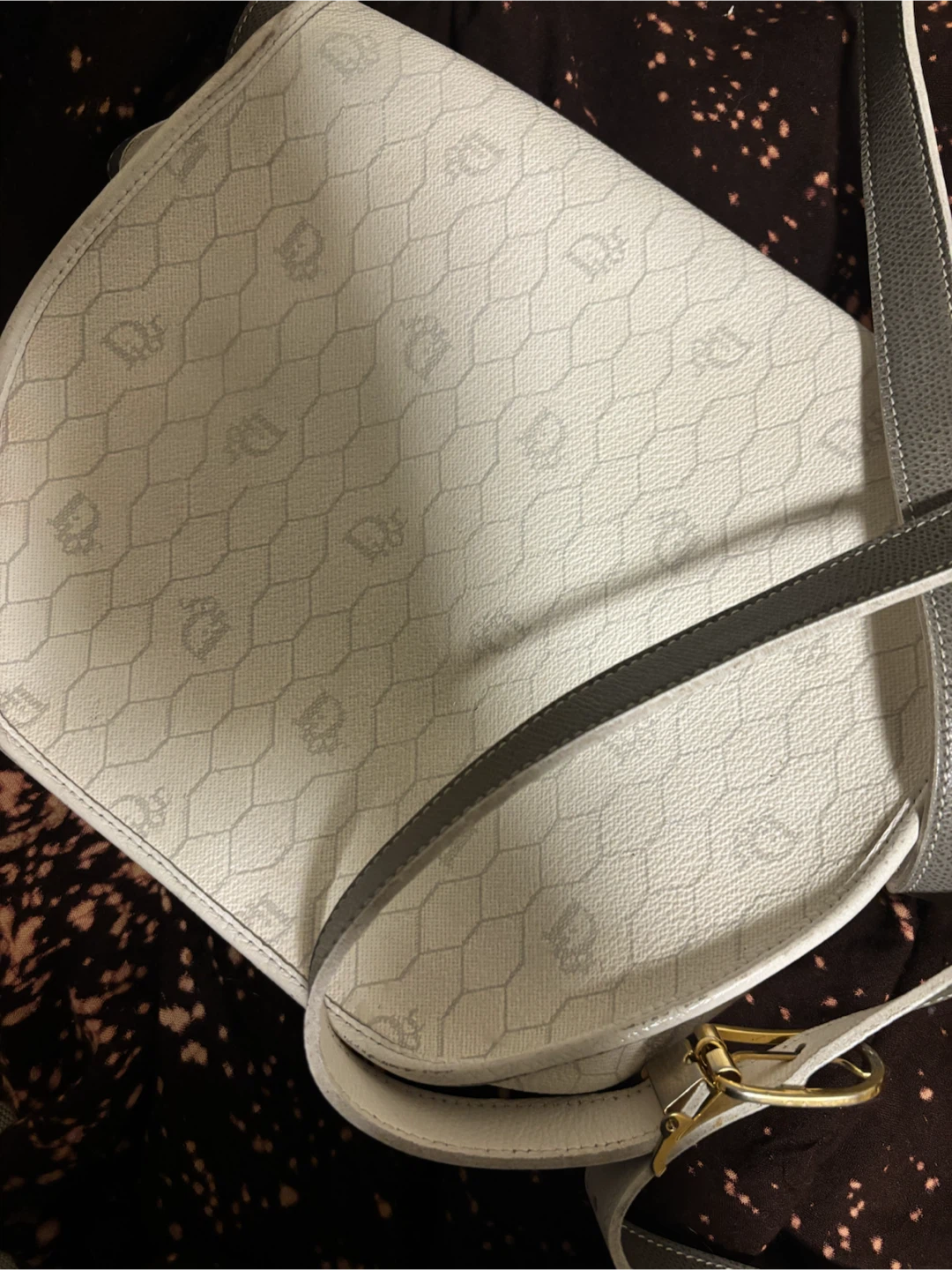Christian Dior Vintage Honeycomb Canvas Shoulder Bag - photo 3