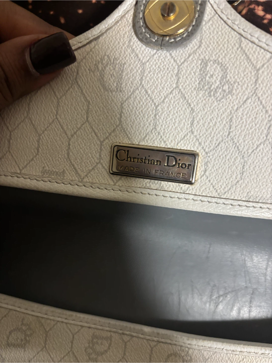 Christian Dior Vintage Honeycomb Canvas Shoulder Bag - photo 4