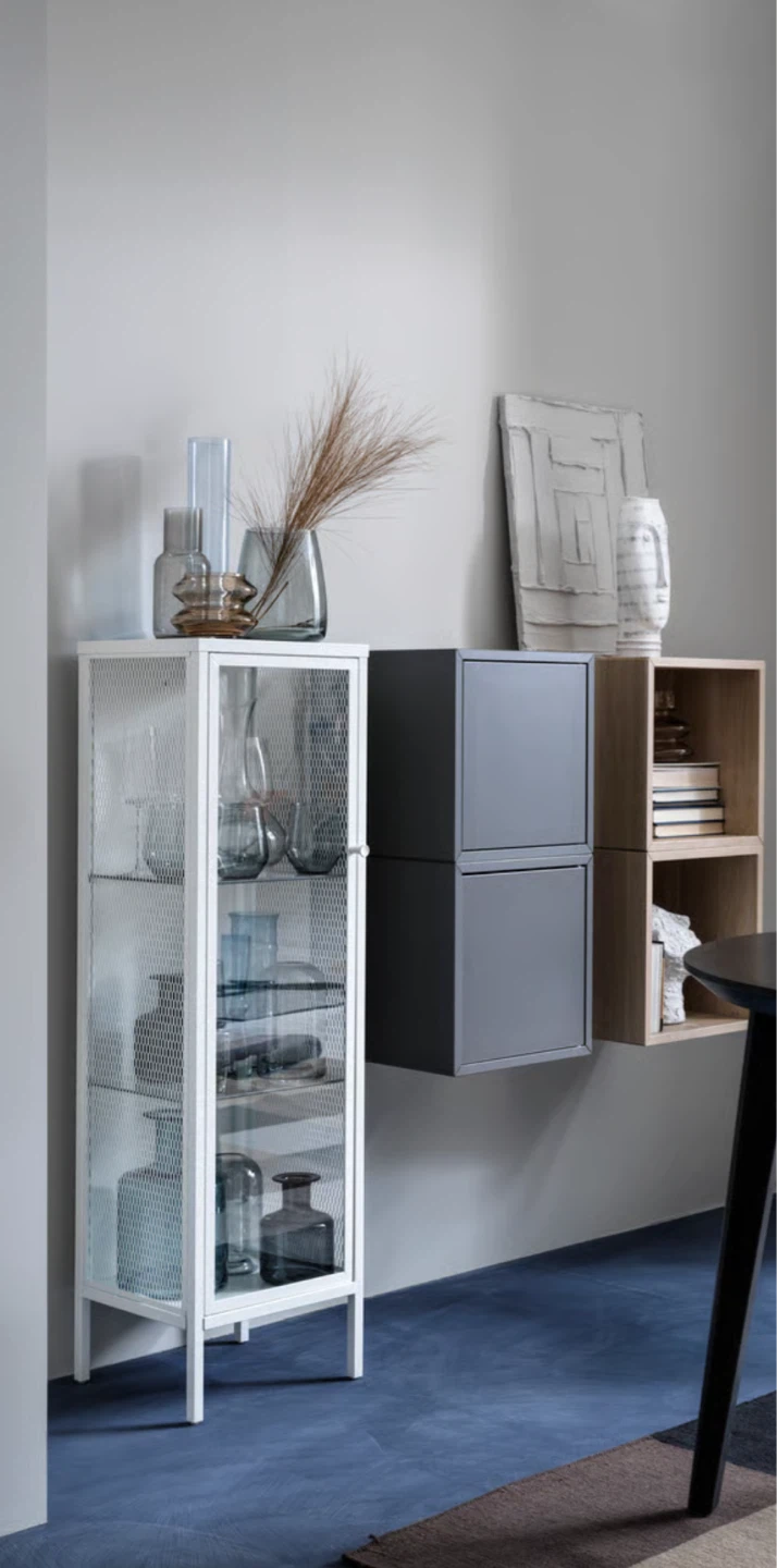 Ikea Glass-door cabinet, metal/white,