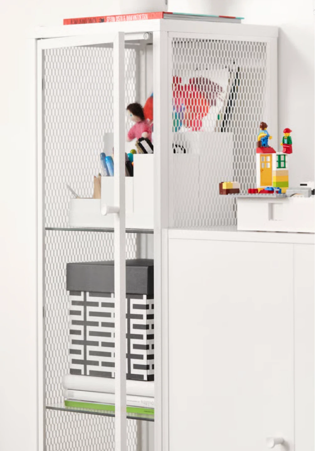 Ikea Glass-door cabinet, metal/white, - photo 4
