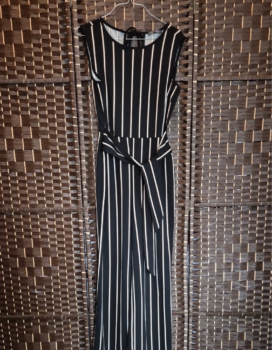 Black and white striped jumpsuit