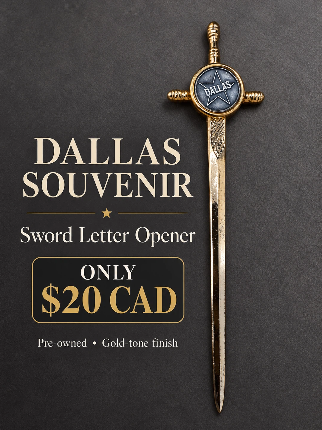 Dallas Souvenir Sword Letter Opener