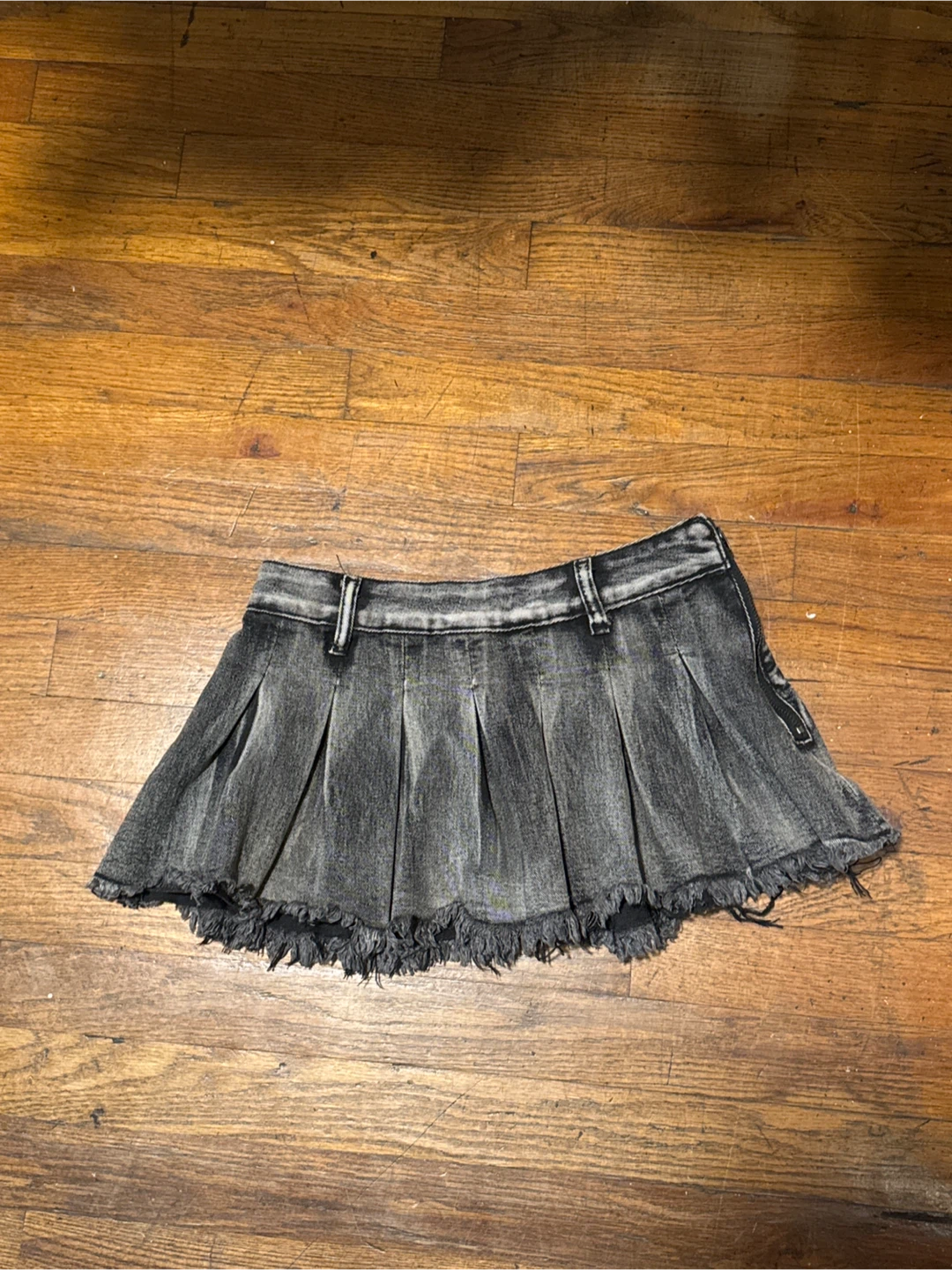 Size 2 Pleated Denim Mini Skirt