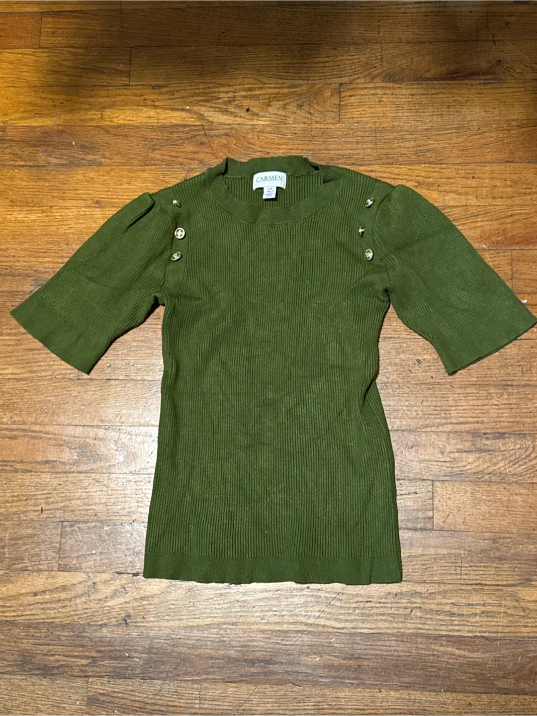 Size Small Olive Green Ribbed Knit Top