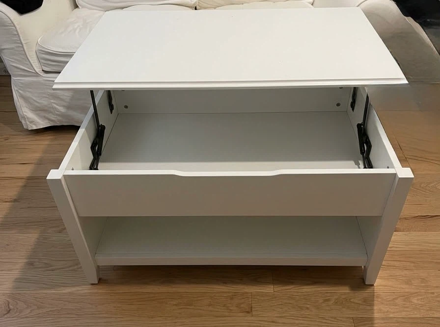 White Lift-Top Coffee Table with Storage