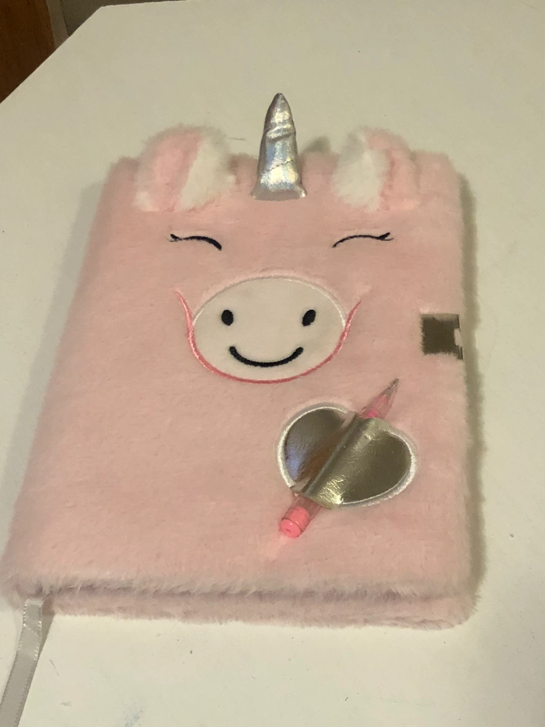 NEW Pink Unicorn Fuzzy Journal WITH pen