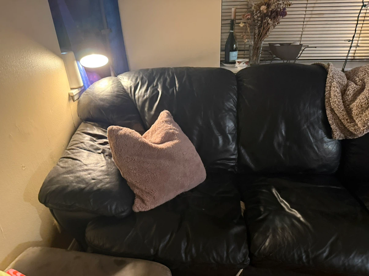 Black Leather 5-Seater Sofa