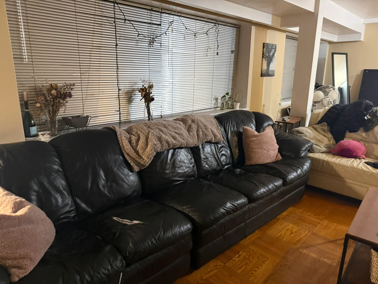 Black Leather 5-Seater Sofa - photo 3