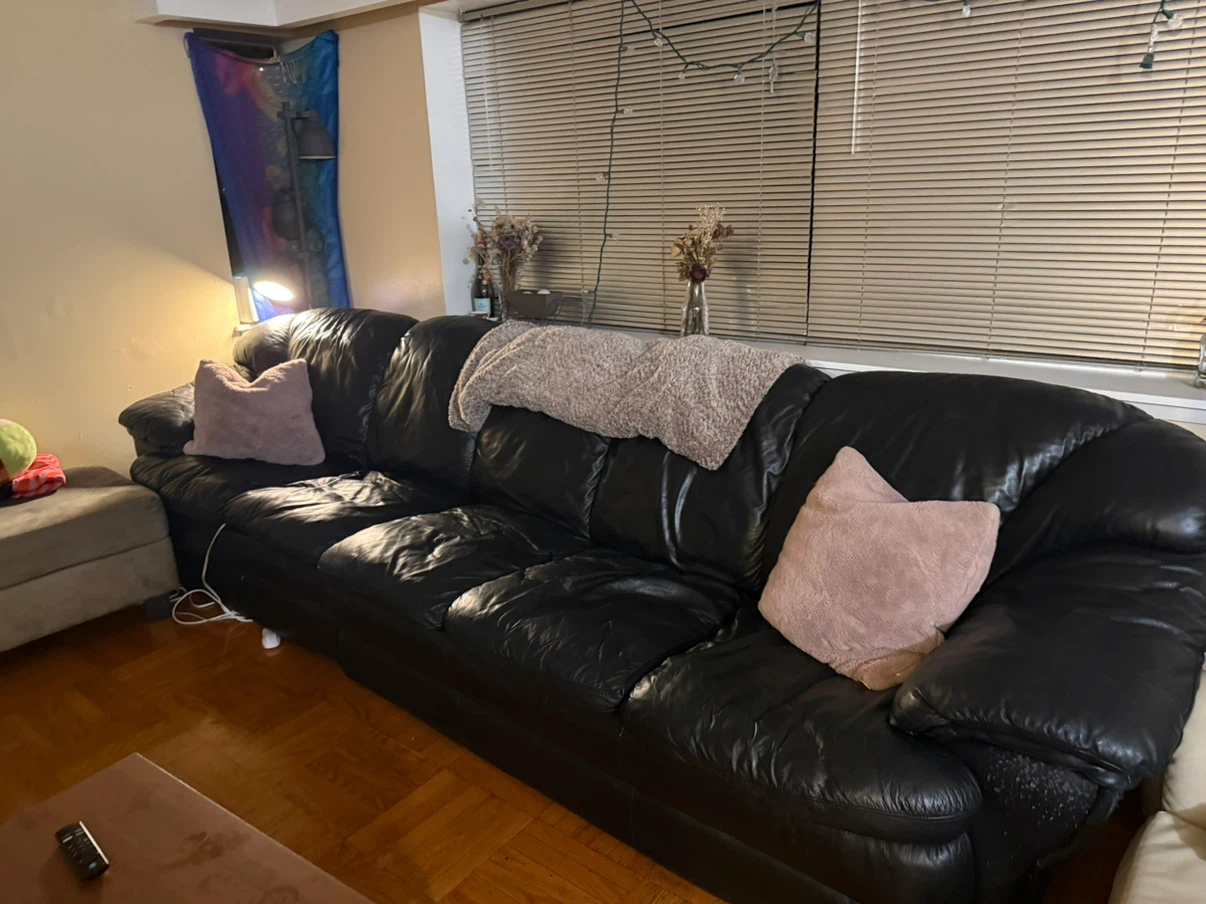 Black Leather 5-Seater Sofa - photo 4