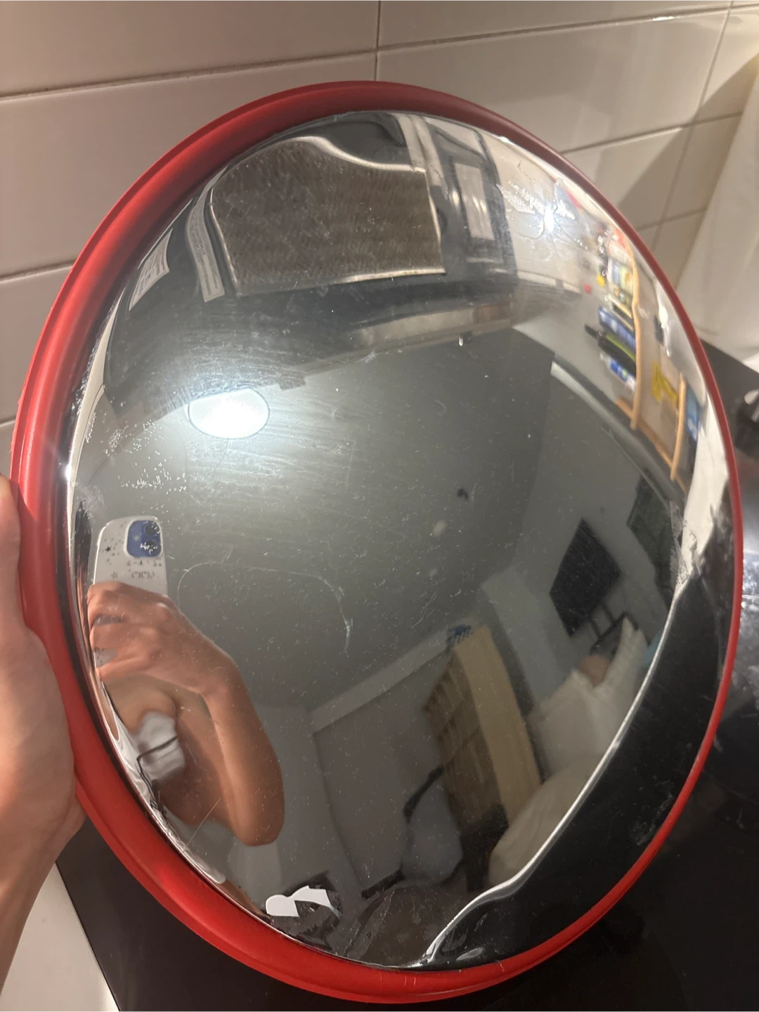 Red Round Convex Security Mirror