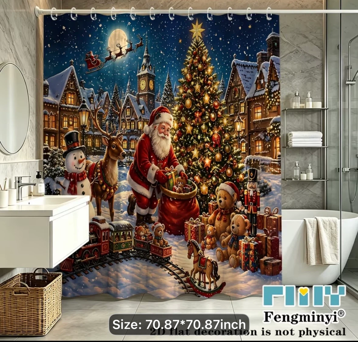 New Stock Christmas Scene Shower Curtain