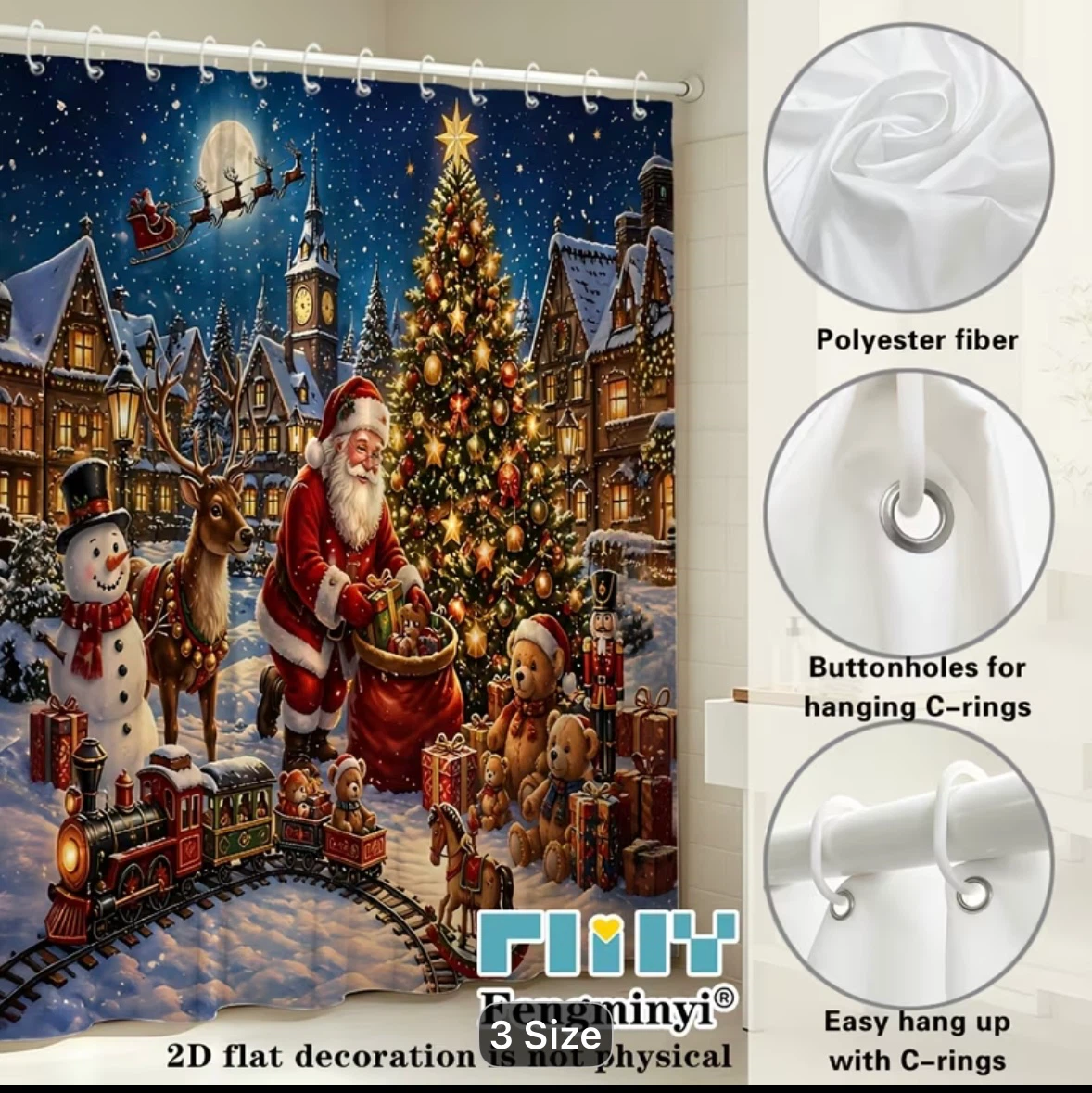 New Stock Christmas Scene Shower Curtain - photo 3