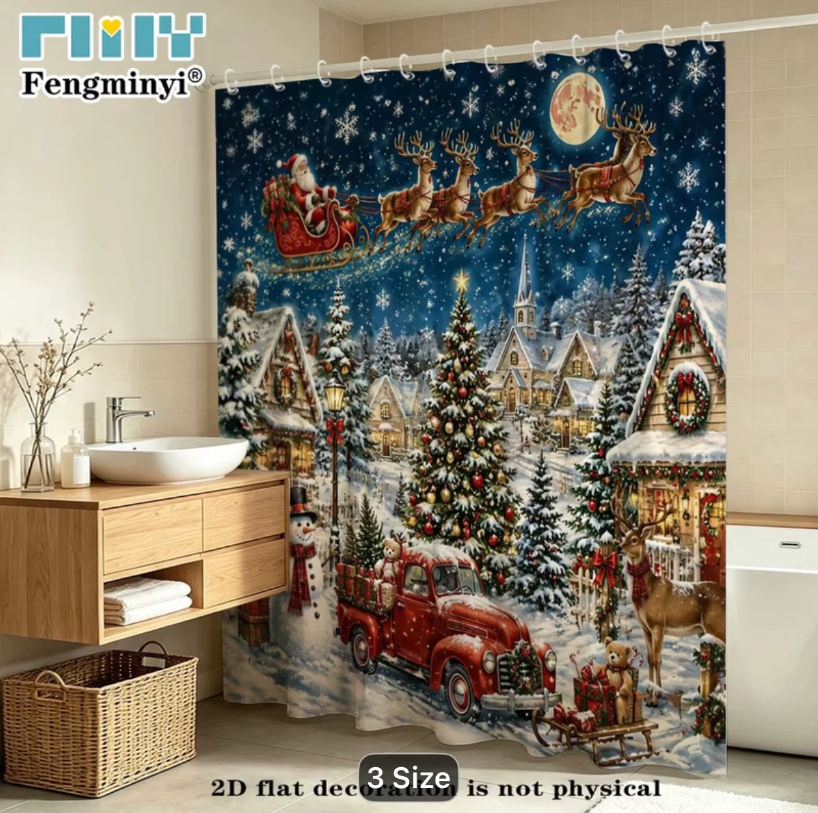 News Stock Santa Red Truck Christmas Shower Curtain